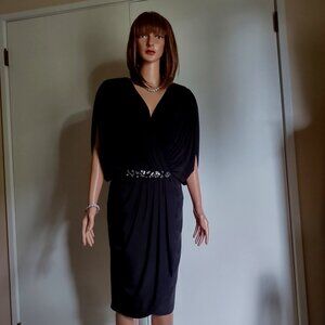 Tadashi Shoji Rhinestone Embellished Cocktail Dress, Black, Size 1X